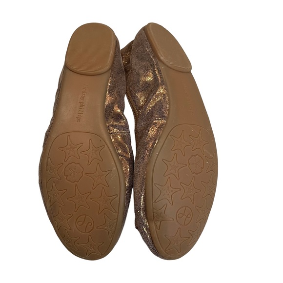 Lindsay Phillips Liz Ballet Flats Brown Metallic Flower Leather - Picture 9 of 10